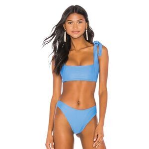 Revolve X Tularosa Tiff Top in Blue and Matching Bottoms Bikini Swimsuit Set